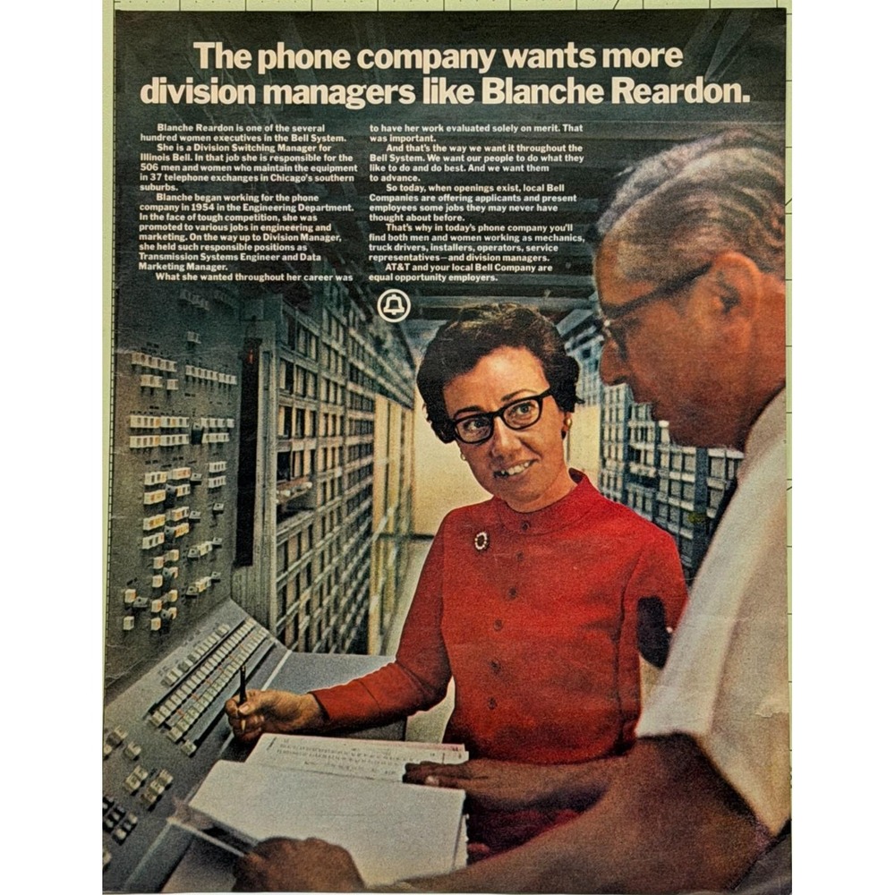 Vintage Telephone Blanche Reardon Bell System Women Executive AT&T Print Ad 1972